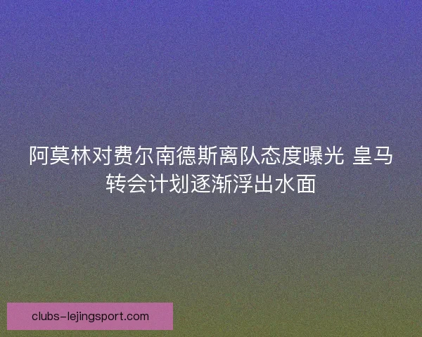 阿莫林对费尔南德斯离队态度曝光 皇马转会计划逐渐浮出水面 阿莫林对费尔南德斯离队态度曝光 皇马转会计划逐渐浮出水面